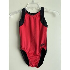 GK Youth Red & Black Leotard W/Rainbow Stripe; Size Tag Removed, See Measurement